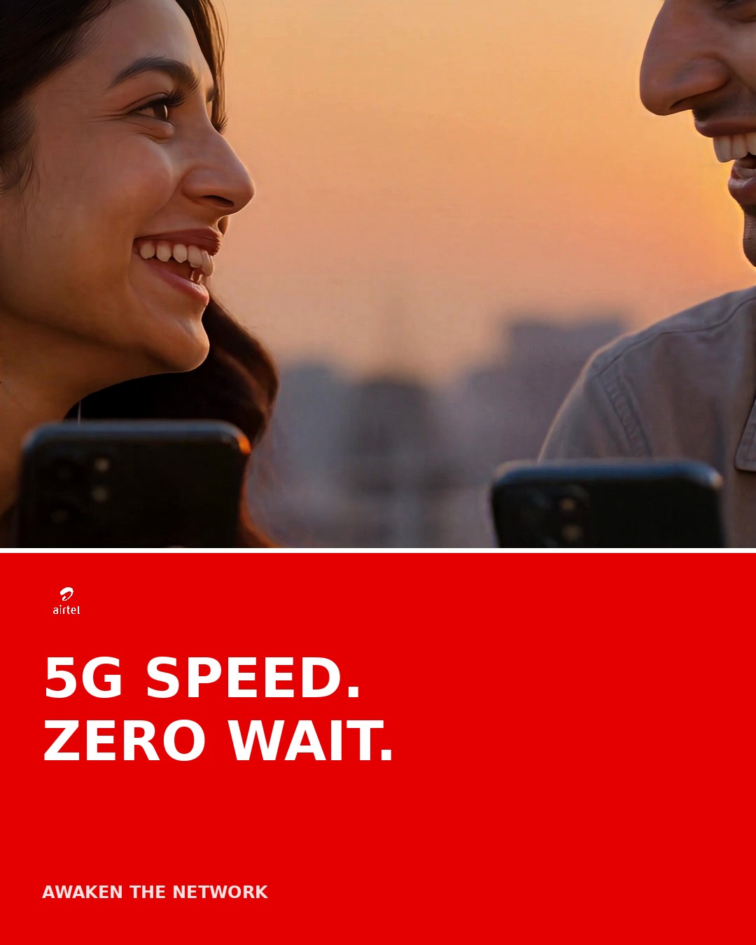 Airtel Speed split-panel campaign poster